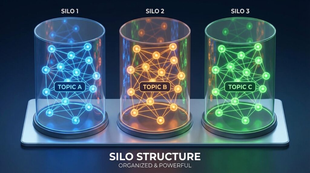 워드프레스 블로그 사일로 구조 개념도 주제별 격리