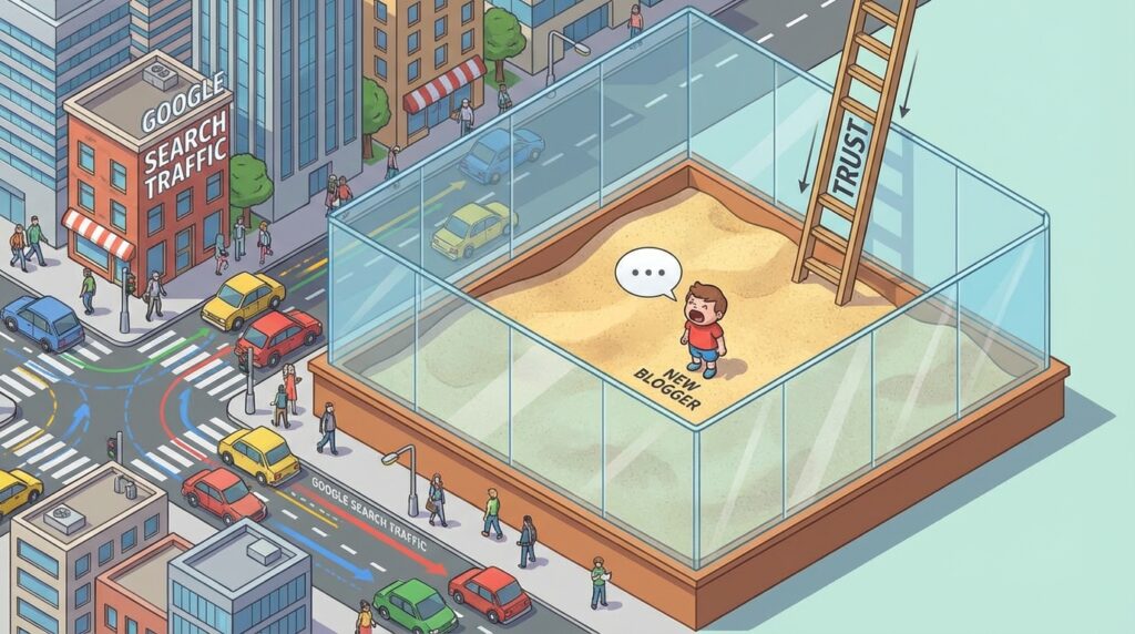 구글 샌드박스 개념도 신생 블로그 노출 지연 현상