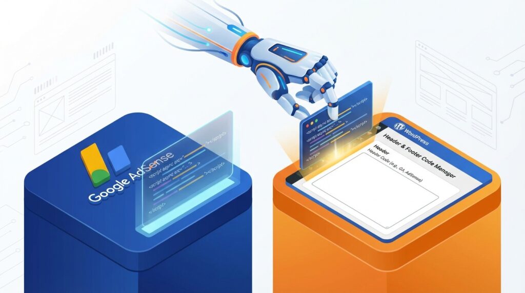 구글 애드센스 검토 코드를 WPCode 플러그인을 통해 워드프레스 헤더에 삽입하는 과정