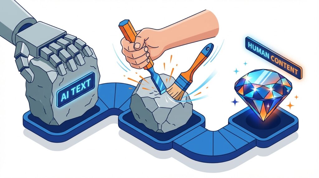 AI가 쓴 기계적인 글을 사람이 다듬어 자연스러운 콘텐츠로 만드는 휴머나이징 과정