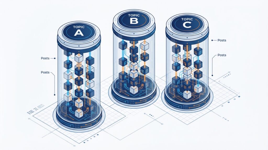 블로그 내부 링크 전략 사일로 구조 다이어그램