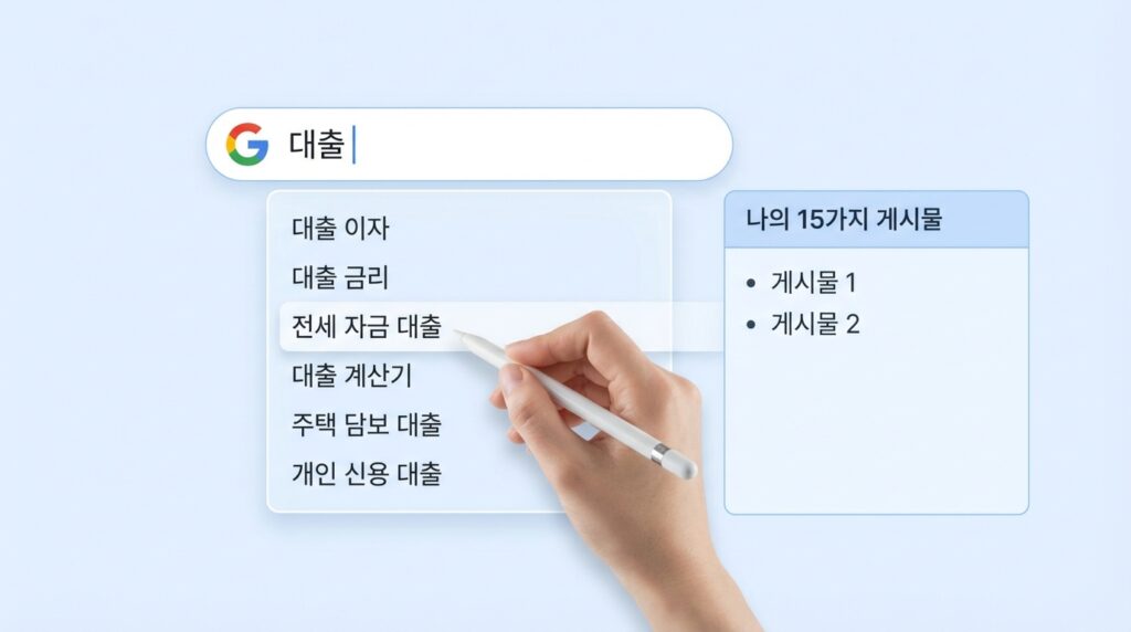 구글 자동완성 기능을 활용한 블로그 글감 찾기 예시