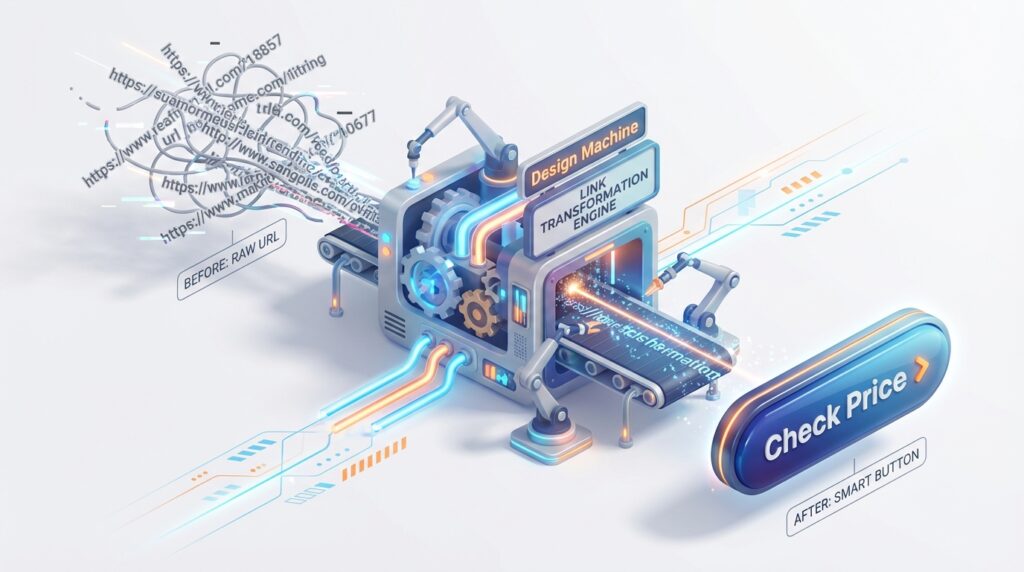 텍스트 링크를 클릭률 높은 3D 버튼으로 변환하는 디자인 과정 일러스트