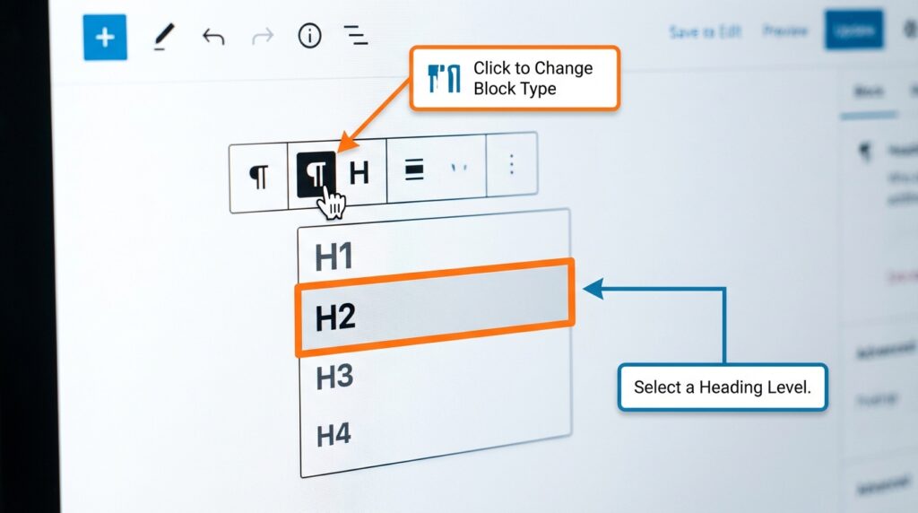 워드프레스 에디터에서 H태그(제목) 설정하는 방법