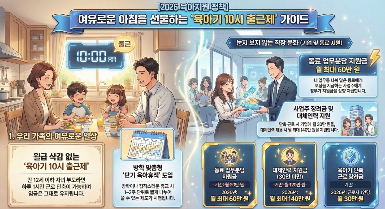 2026년 워킹맘 혜택 총정리: 단기 육아휴직 및 10시 출근제로 돌봄 공백 해결